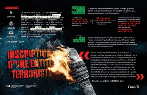 Affiche sur l'inscription d'une entité terroriste